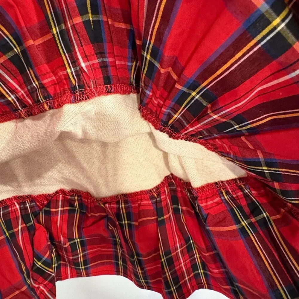 Crewcuts Beige Sweater with Red Plaid Hem